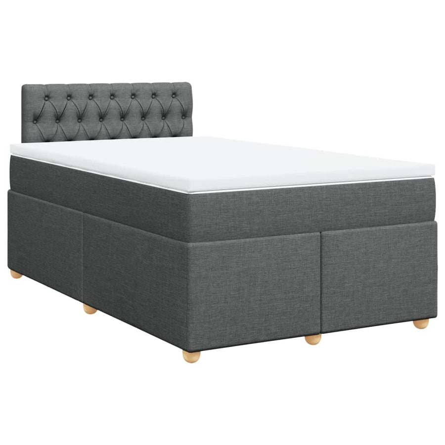 Boxspring met matras stof donkergrijs 120x200 cm