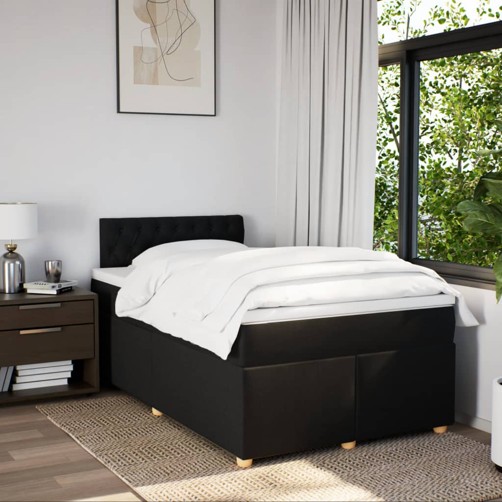 Boxspring met matras stof zwart 120x200 cm