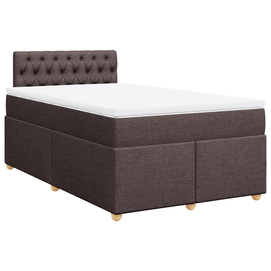 Boxspring met matras stof donkerbruin 120x200 cm
