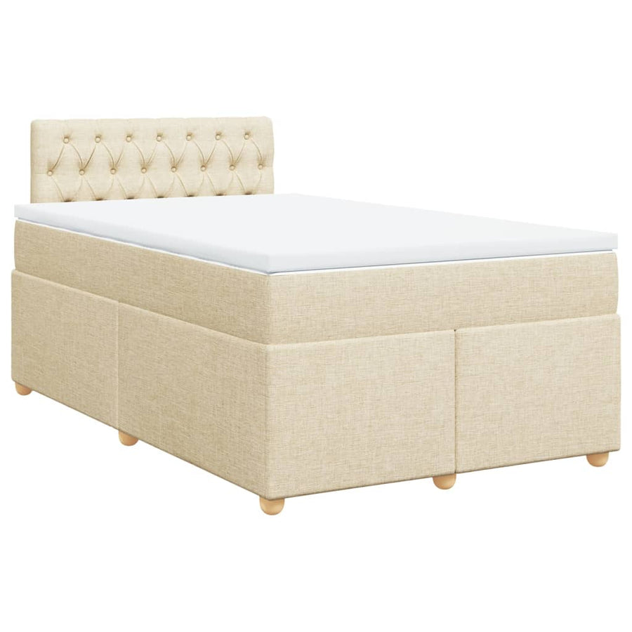 Boxspring met matras stof crèmekleurig 120x200 cm