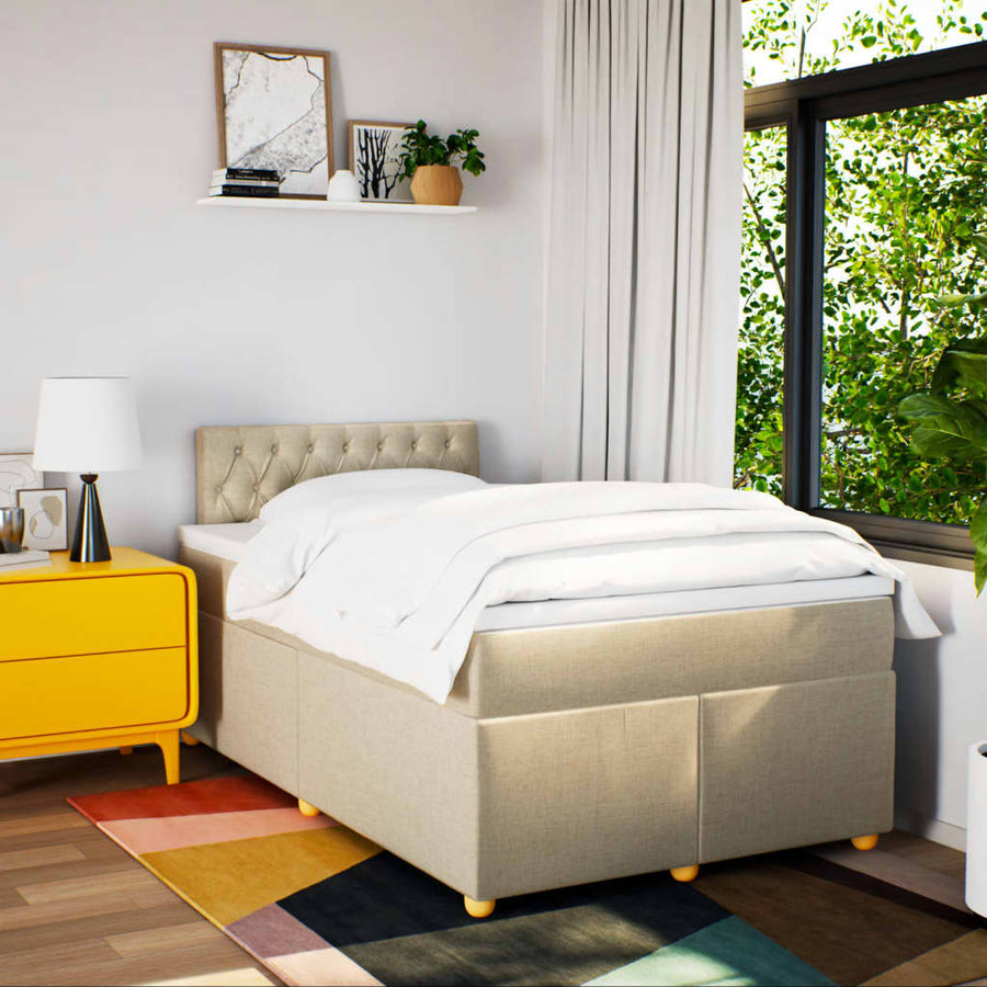 Boxspring met matras stof crèmekleurig 120x200 cm