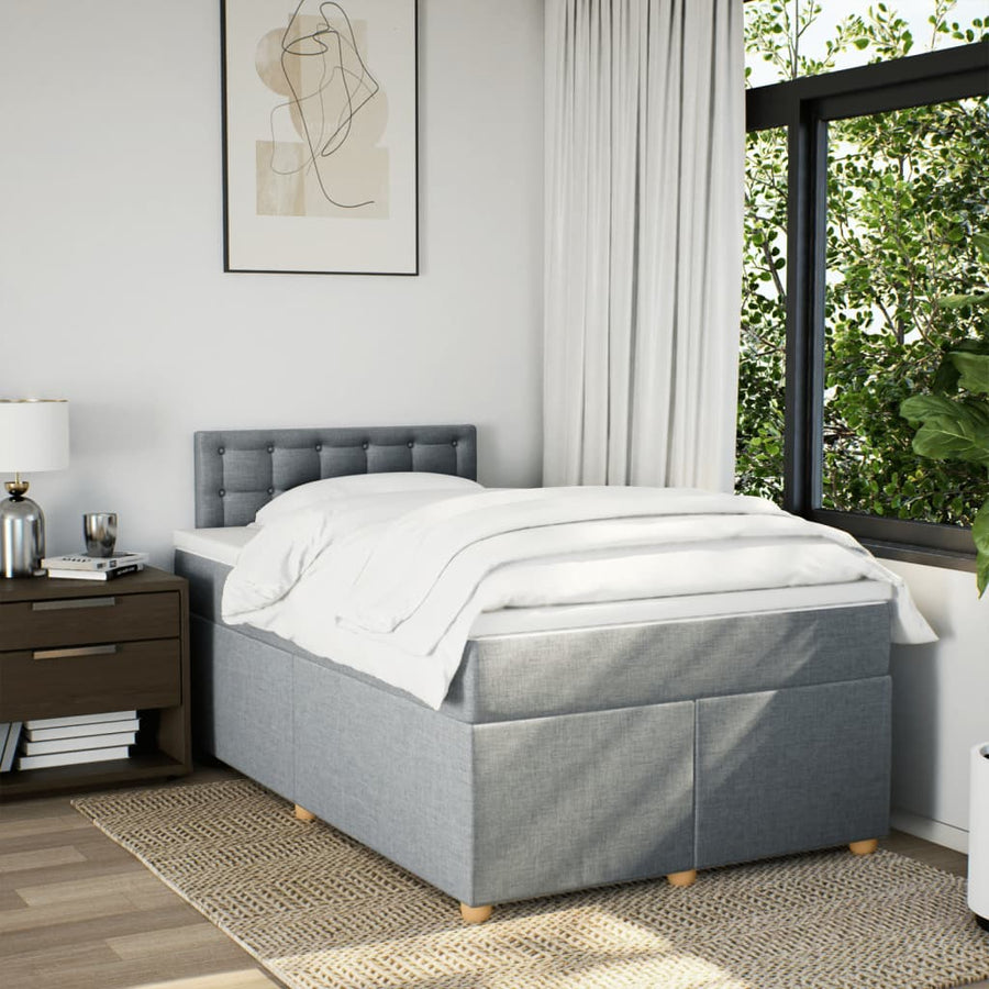 Boxspring met matras stof lichtgrijs 120x200 cm