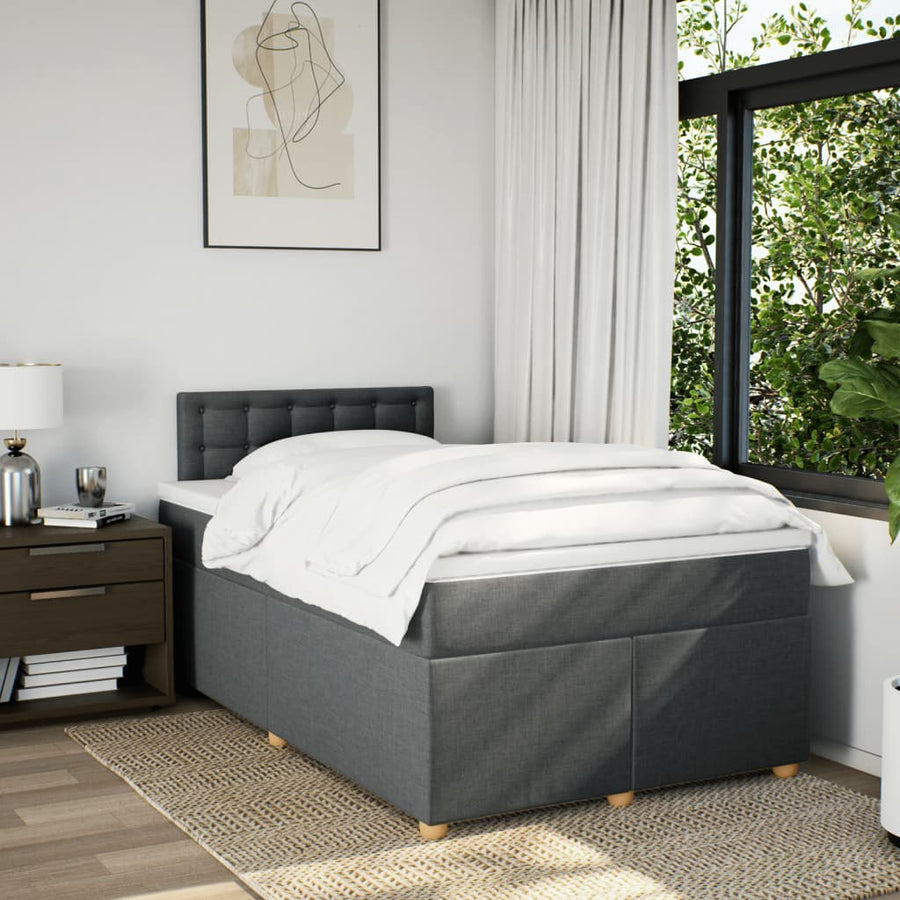 Boxspring met matras stof donkergrijs 120x200 cm