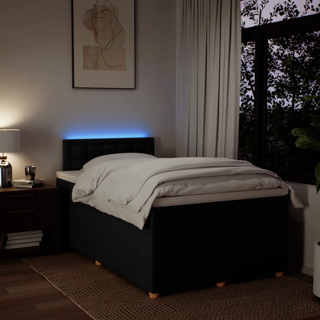 Boxspring met matras stof zwart 120x200 cm