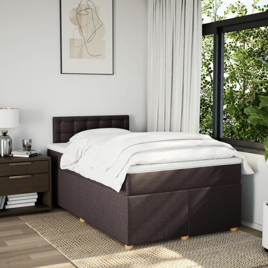 Boxspring met matras stof donkerbruin 120x200 cm
