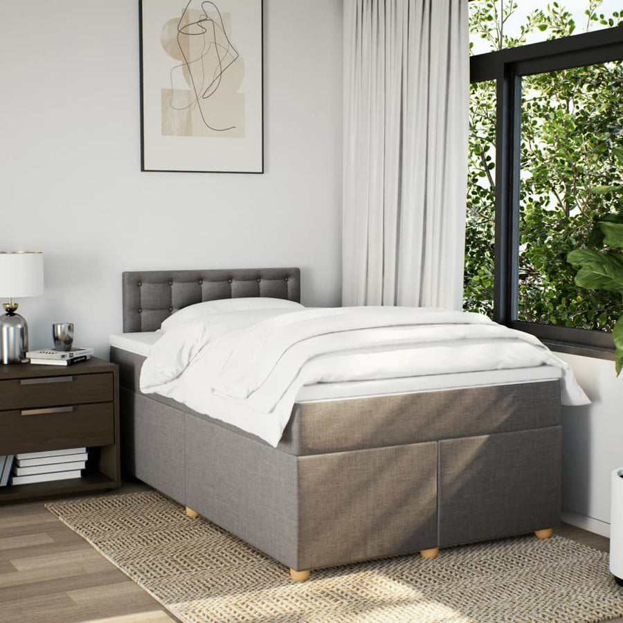 Boxspring met matras stof taupe 120x200 cm