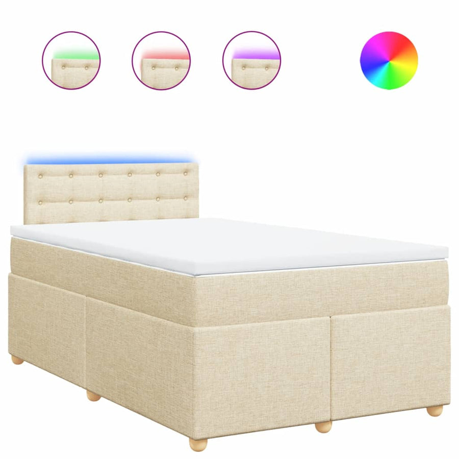 Boxspring met matras stof crèmekleurig 120x200 cm