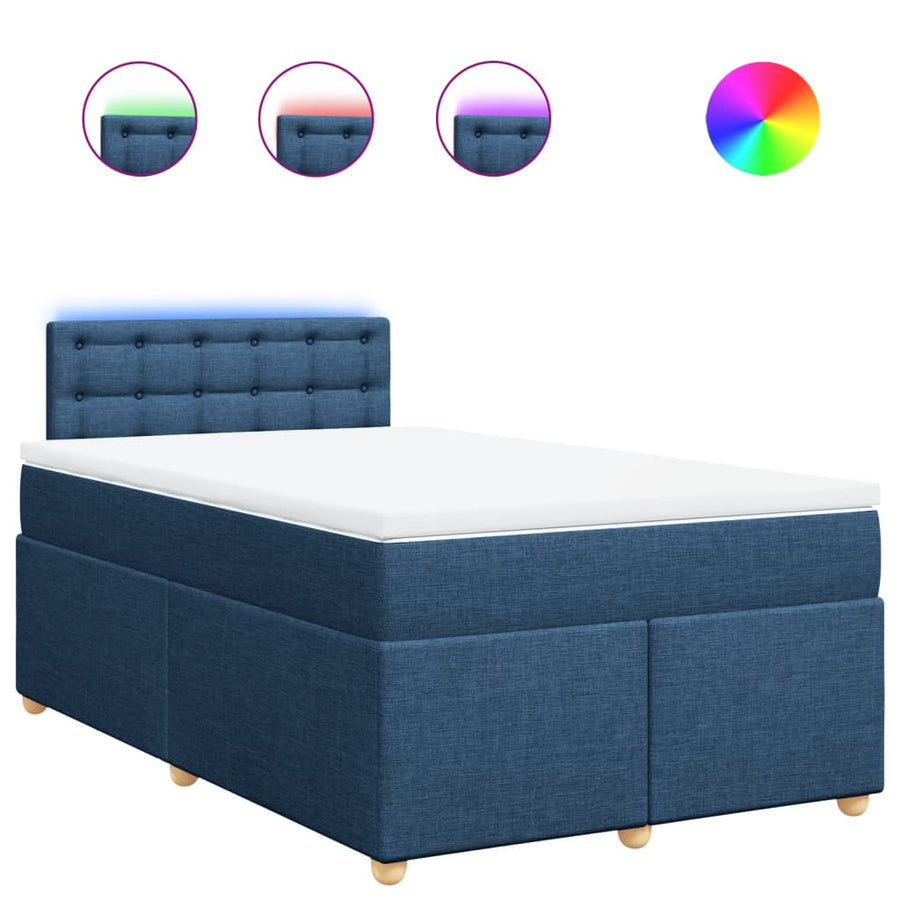 Boxspring met matras stof blauw 120x200 cm