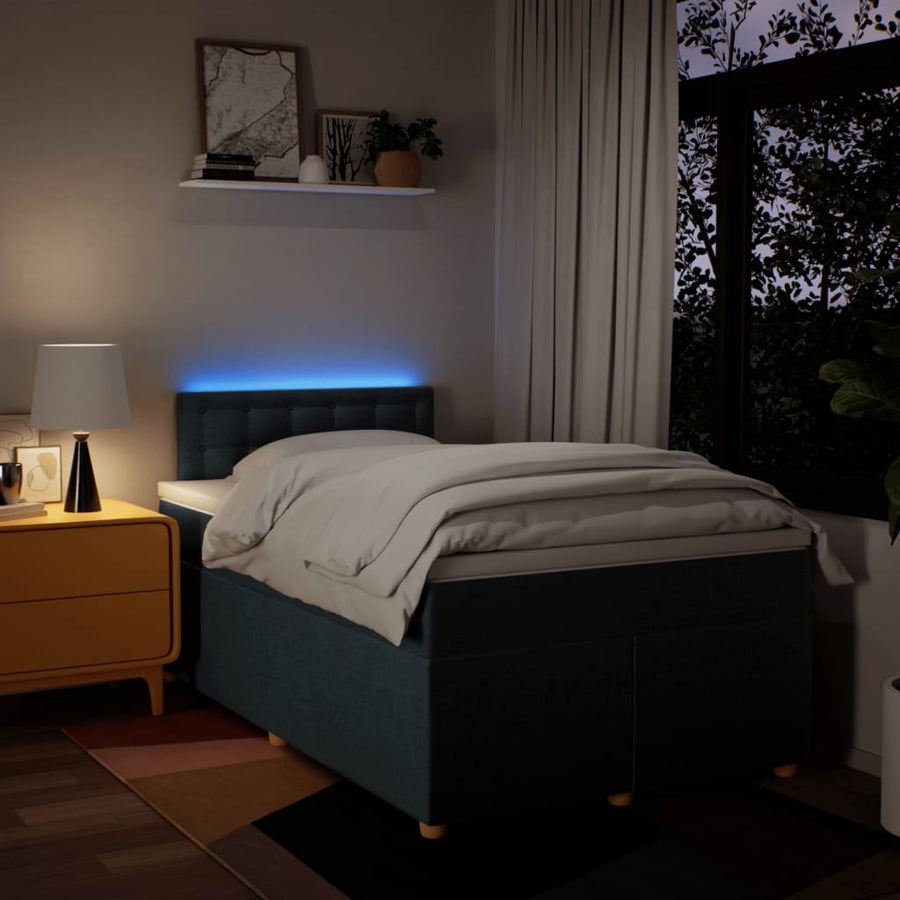 Boxspring met matras stof blauw 120x200 cm
