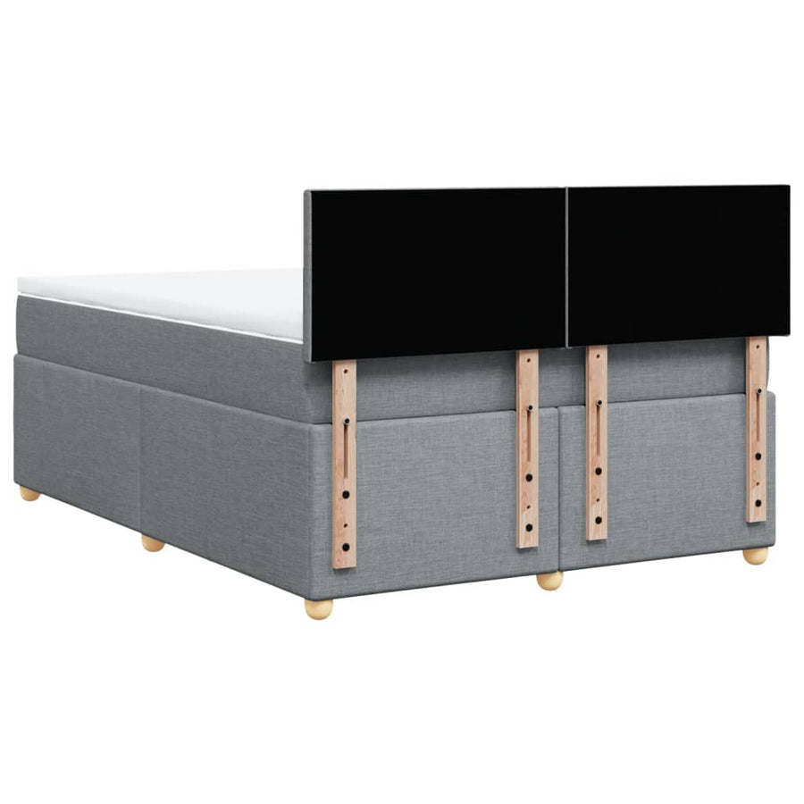 Boxspring met matras stof lichtgrijs 140x190 cm