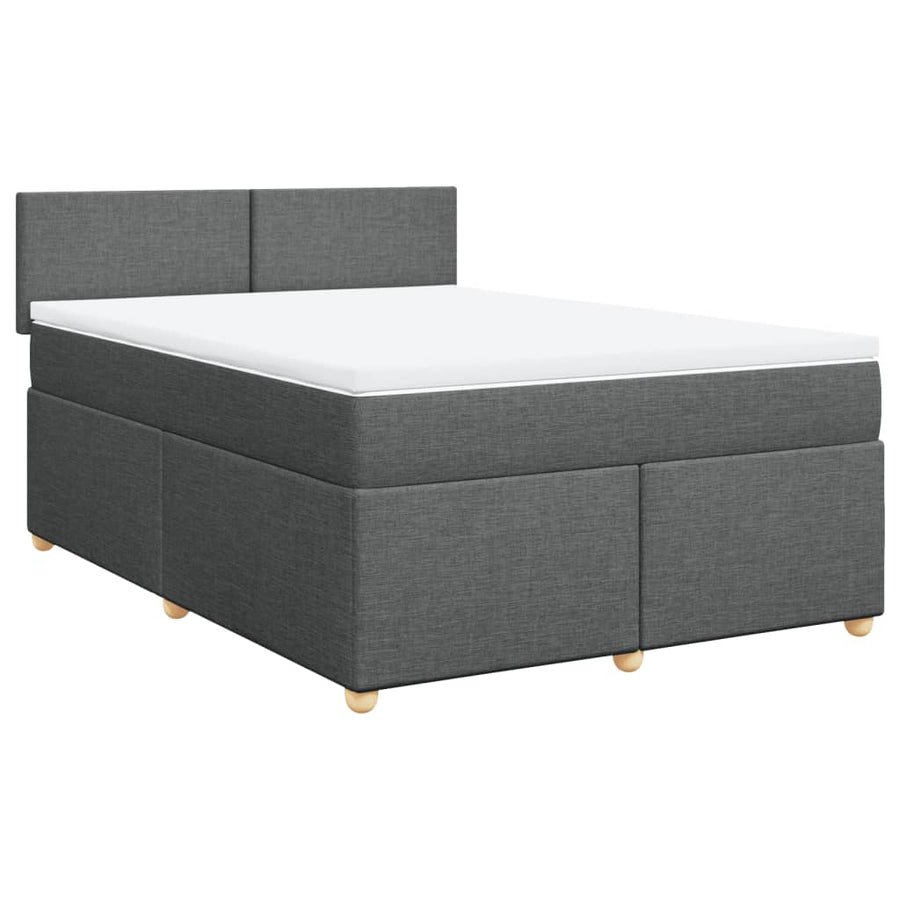 Boxspring met matras stof donkergrijs 140x190 cm