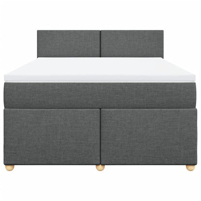 Boxspring met matras stof donkergrijs 140x190 cm