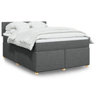 Box spring with mattress fabric dark grey 140x190 cm
