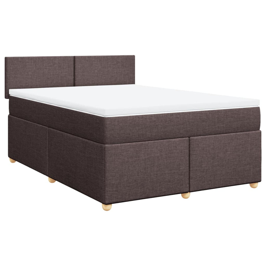 Boxspring met matras stof donkerbruin 140x190 cm