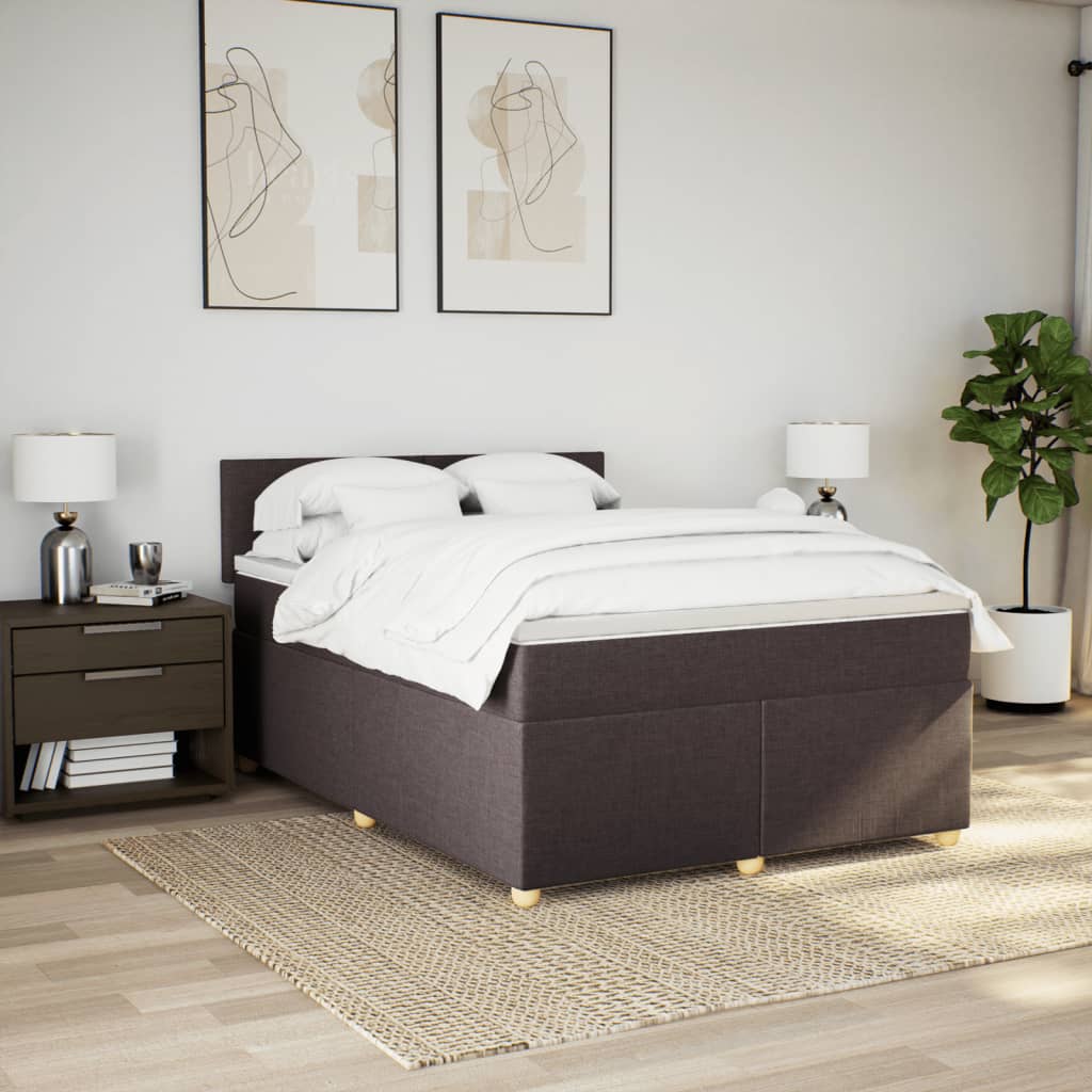 Boxspring met matras stof donkerbruin 140x190 cm