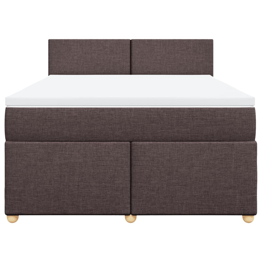 Boxspring met matras stof donkerbruin 140x190 cm