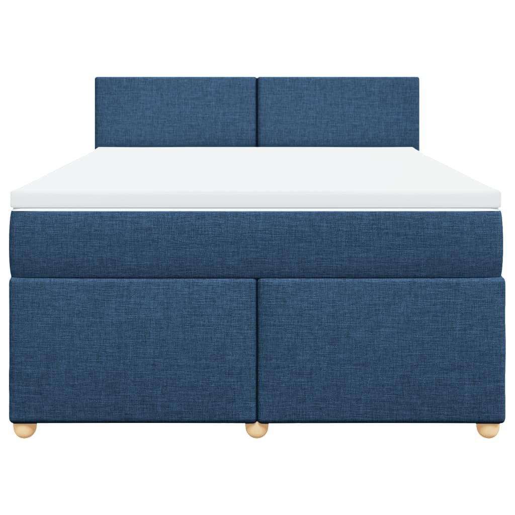 Boxspring met matras stof blauw 140x190 cm