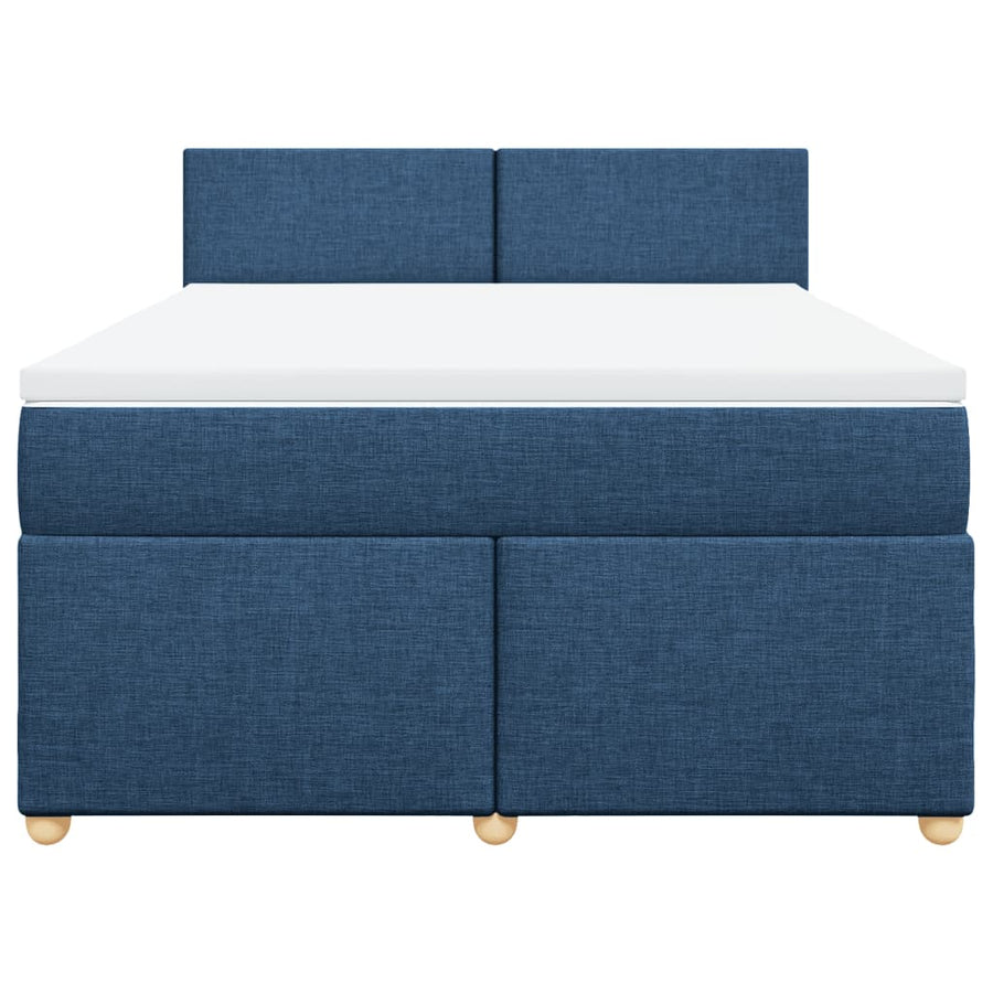 Boxspring met matras stof blauw 140x190 cm