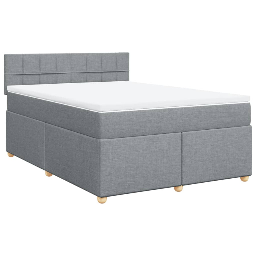Boxspring met matras stof lichtgrijs 140x190 cm