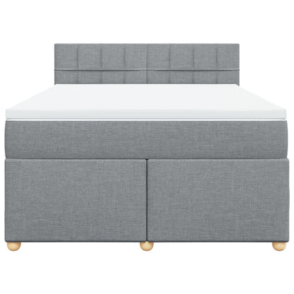 Boxspring met matras stof lichtgrijs 140x190 cm