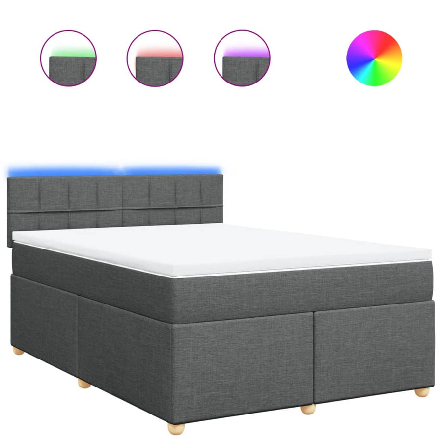 Boxspring met matras stof donkergrijs 140x190 cm