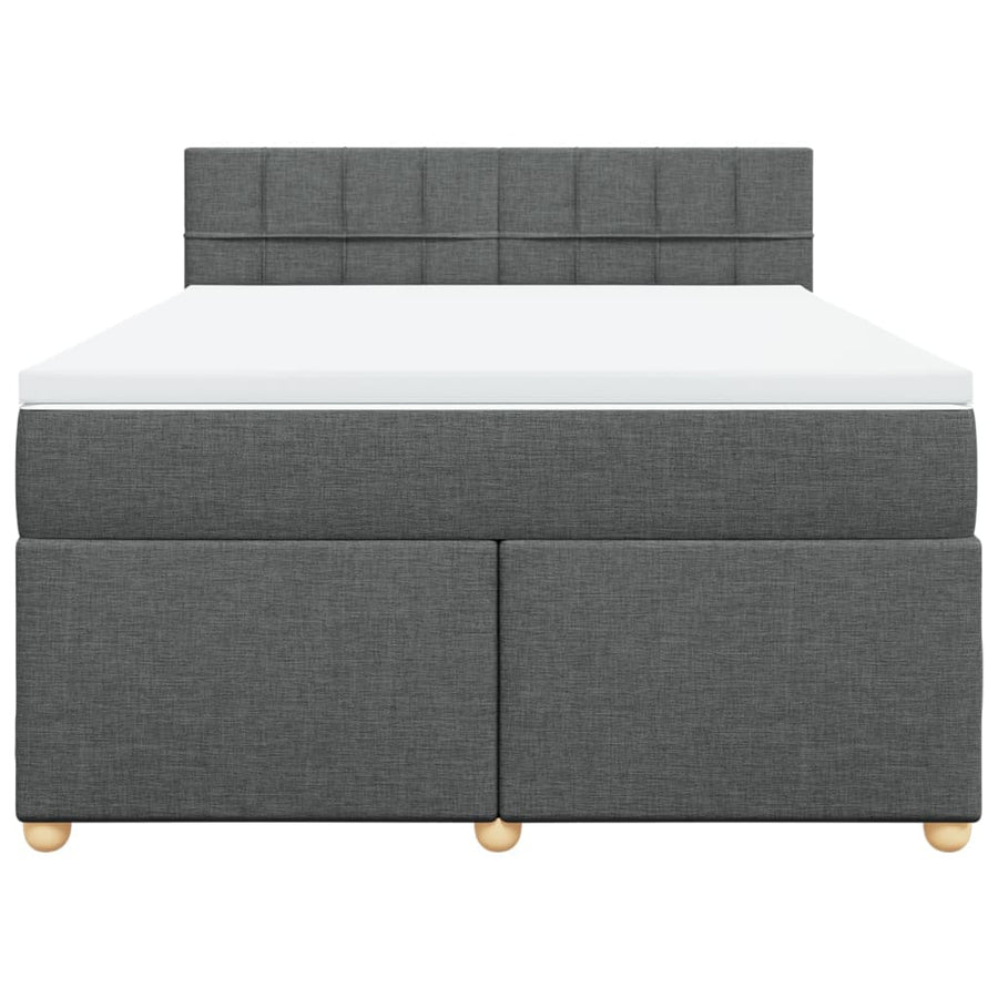 Boxspring met matras stof donkergrijs 140x190 cm
