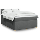 Box spring with mattress fabric dark grey 140x190 cm