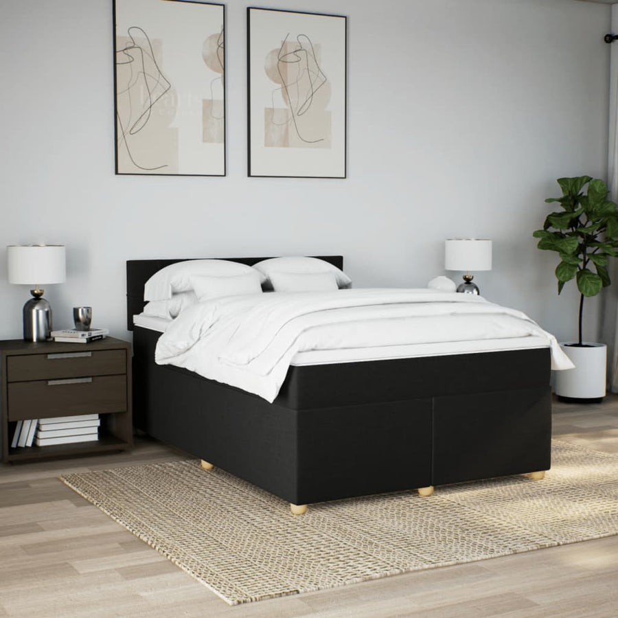 Boxspring met matras stof zwart 140x190 cm