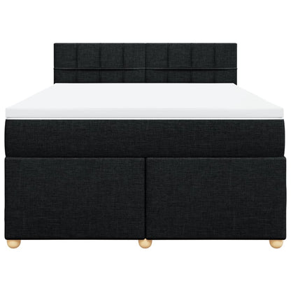 Boxspring met matras stof zwart 140x190 cm