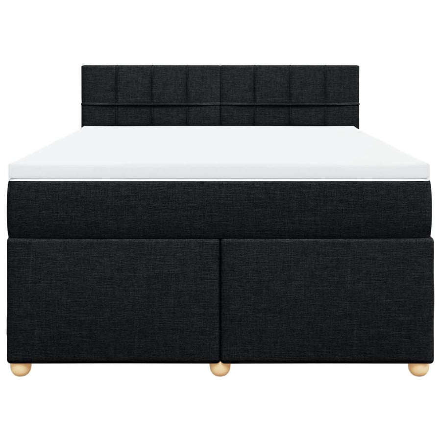 Boxspring met matras stof zwart 140x190 cm