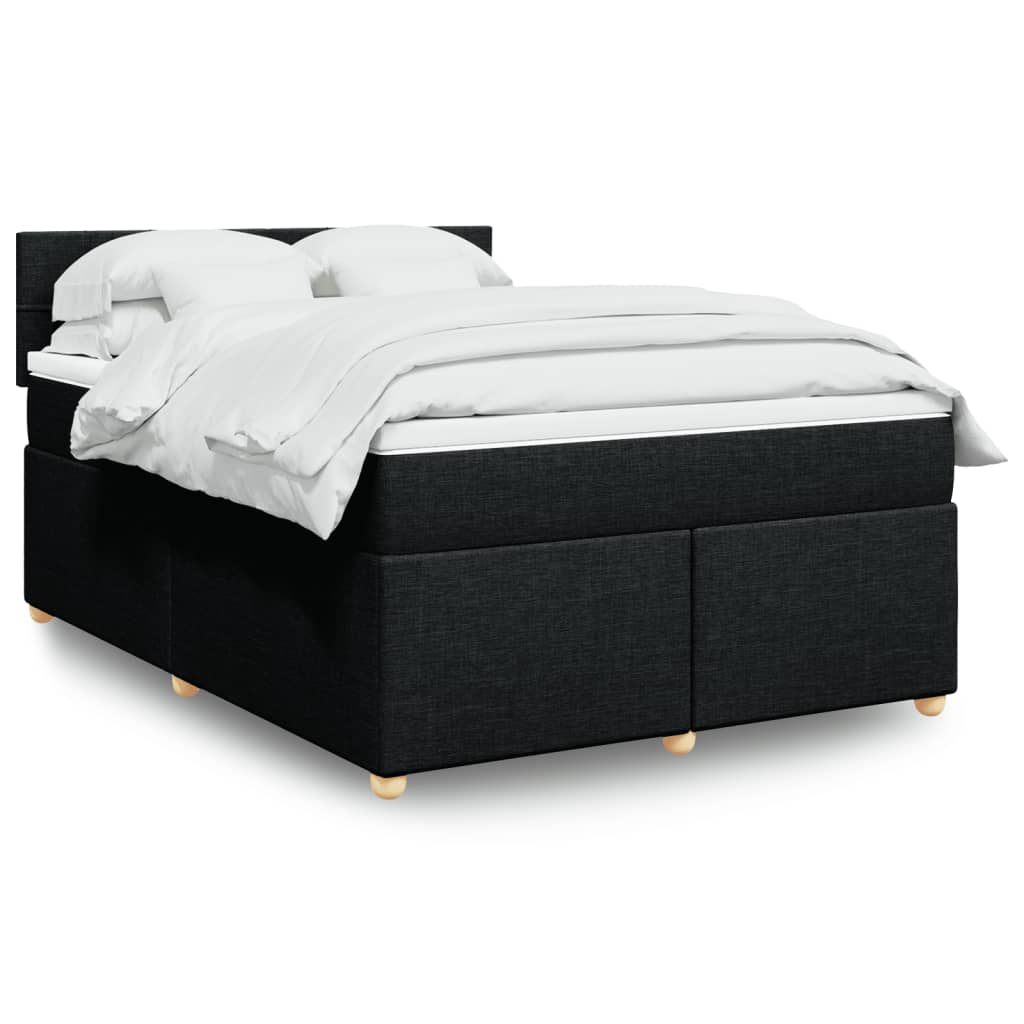 Boxspring met matras stof zwart 140x190 cm