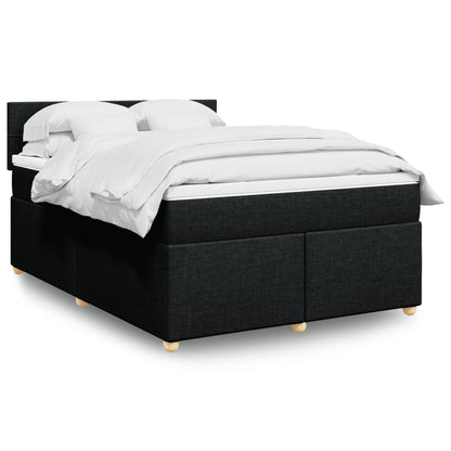 Boxspring met matras stof zwart 140x190 cm