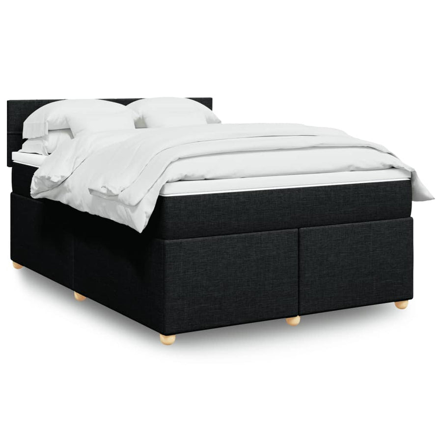 Boxspring met matras stof zwart 140x190 cm