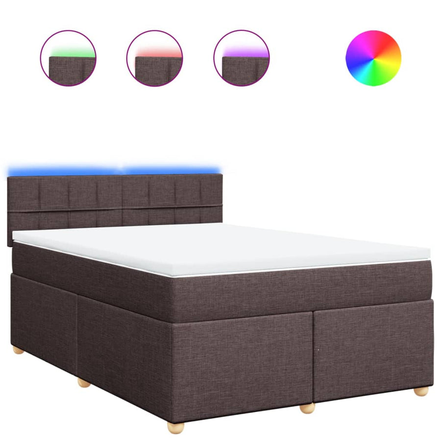 Boxspring met matras stof donkerbruin 140x190 cm