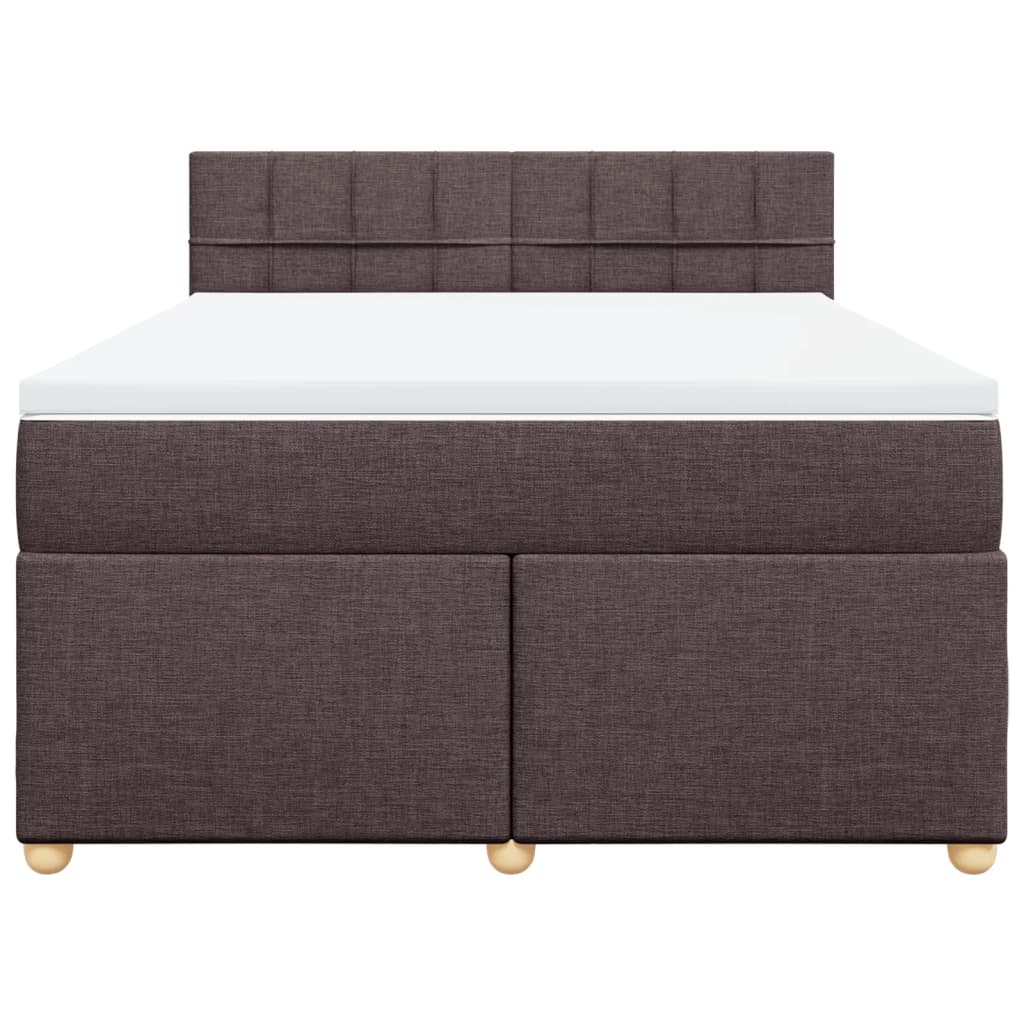 Boxspring met matras stof donkerbruin 140x190 cm