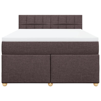 Boxspring met matras stof donkerbruin 140x190 cm
