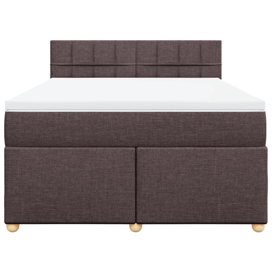 Boxspring met matras stof donkerbruin 140x190 cm