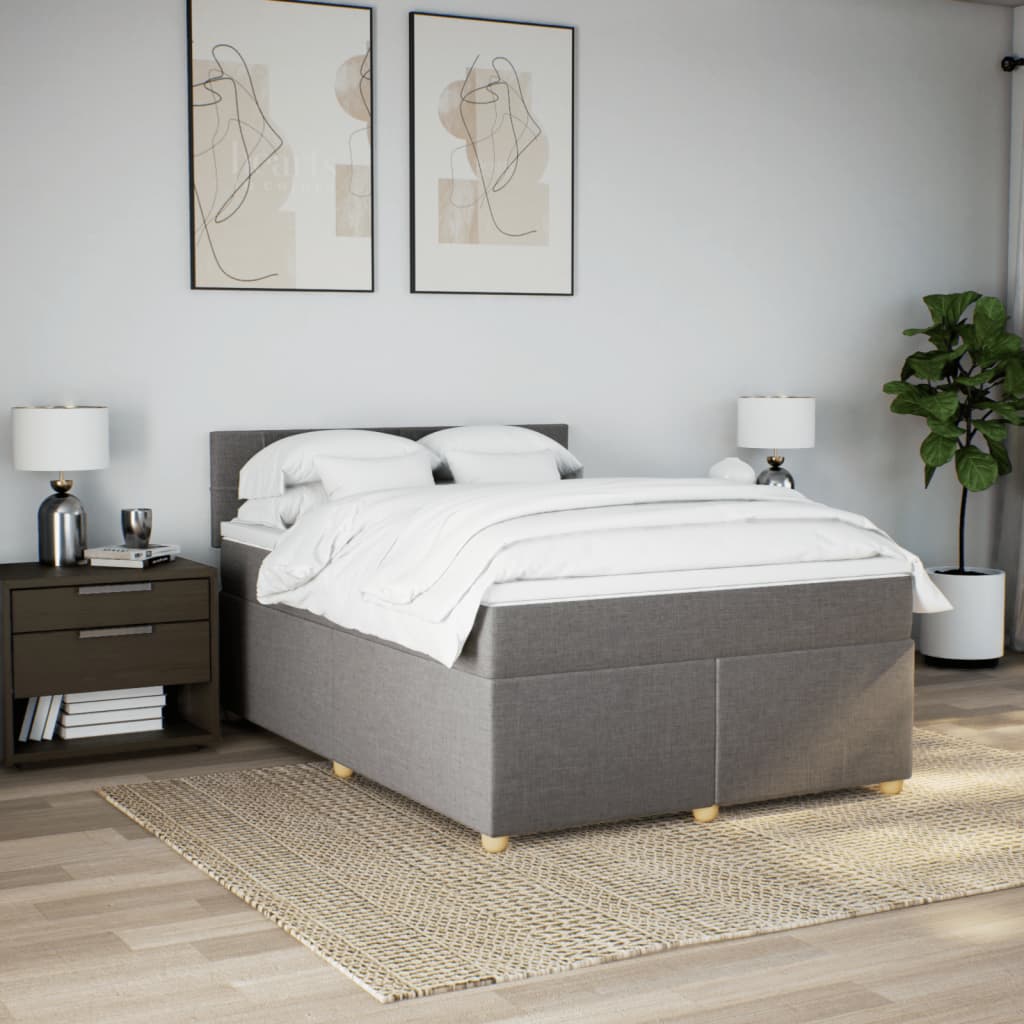 Boxspring met matras stof taupe 140x190 cm
