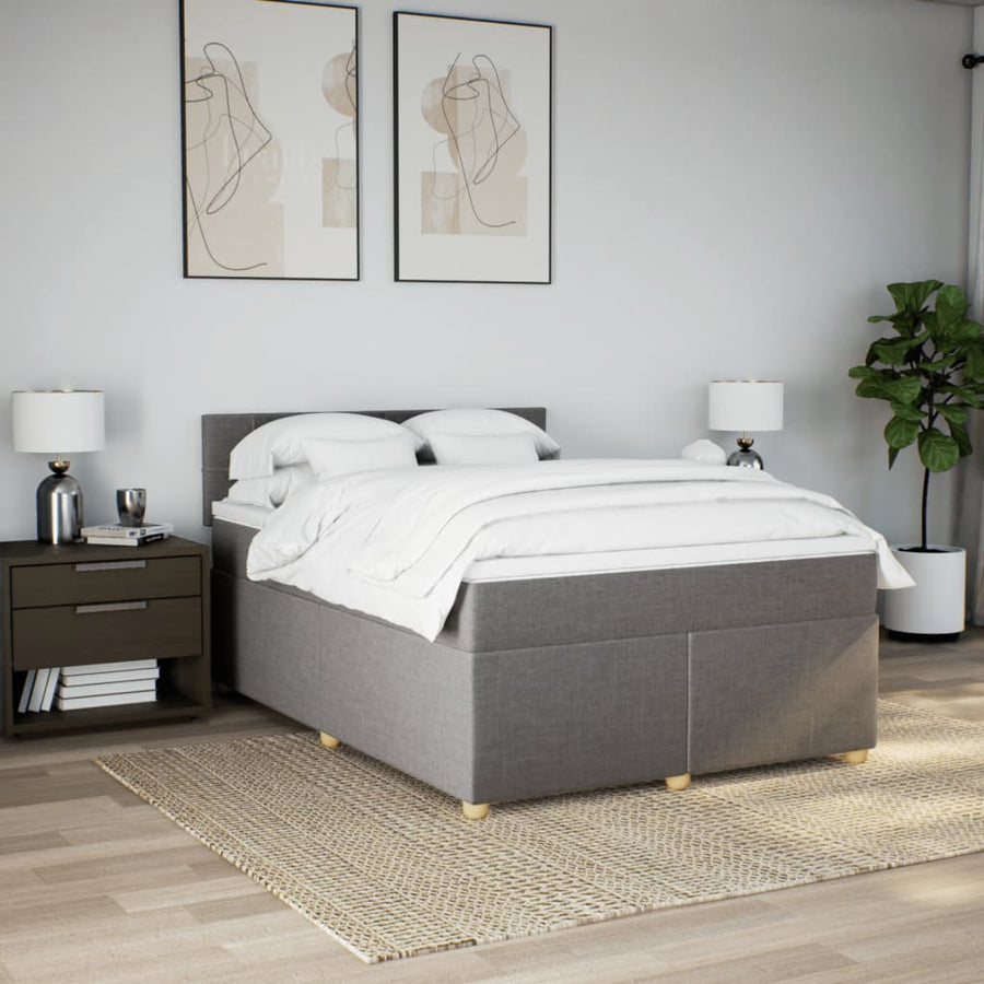 Boxspring met matras stof taupe 140x190 cm
