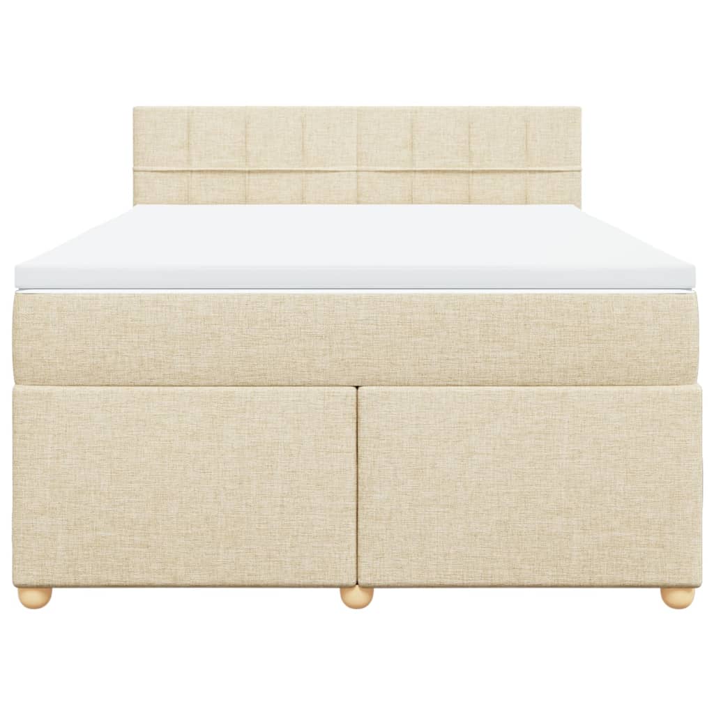 Boxspring met matras stof crèmekleurig 140x190 cm