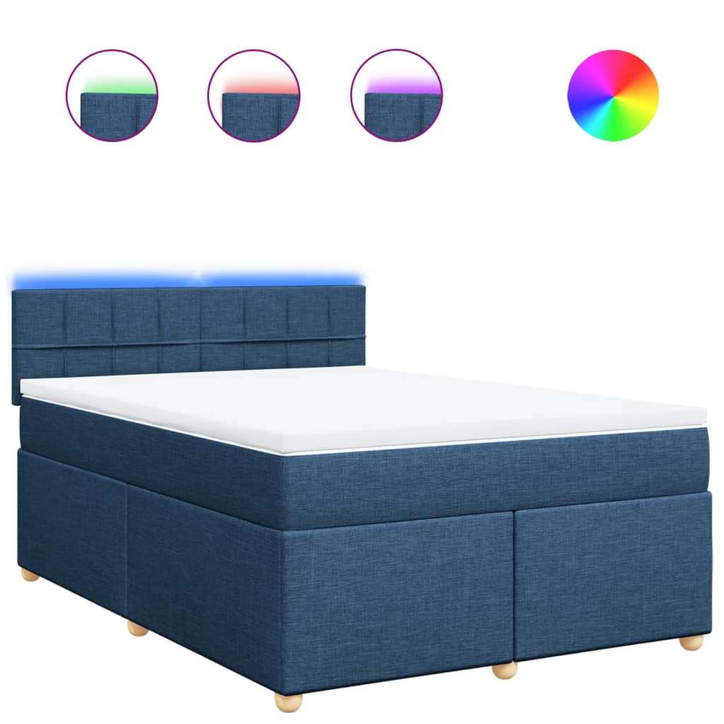 Boxspring met matras stof blauw 140x190 cm