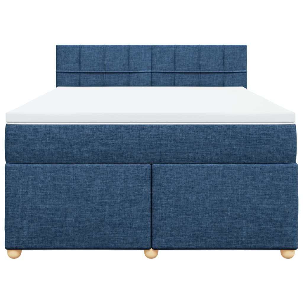 Boxspring met matras stof blauw 140x190 cm