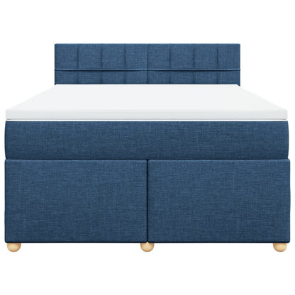 Boxspring met matras stof blauw 140x190 cm