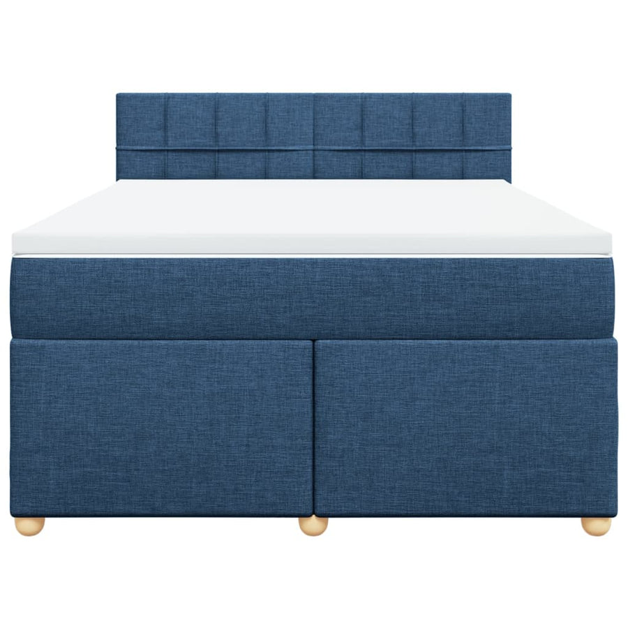 Boxspring met matras stof blauw 140x190 cm