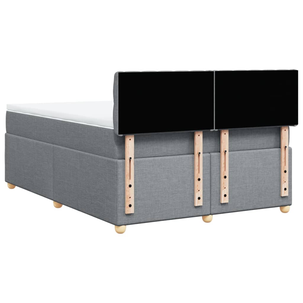 Boxspring met matras stof lichtgrijs 140x190 cm
