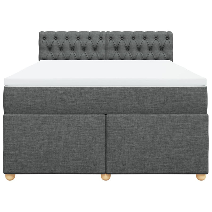 Boxspring met matras stof donkergrijs 140x190 cm