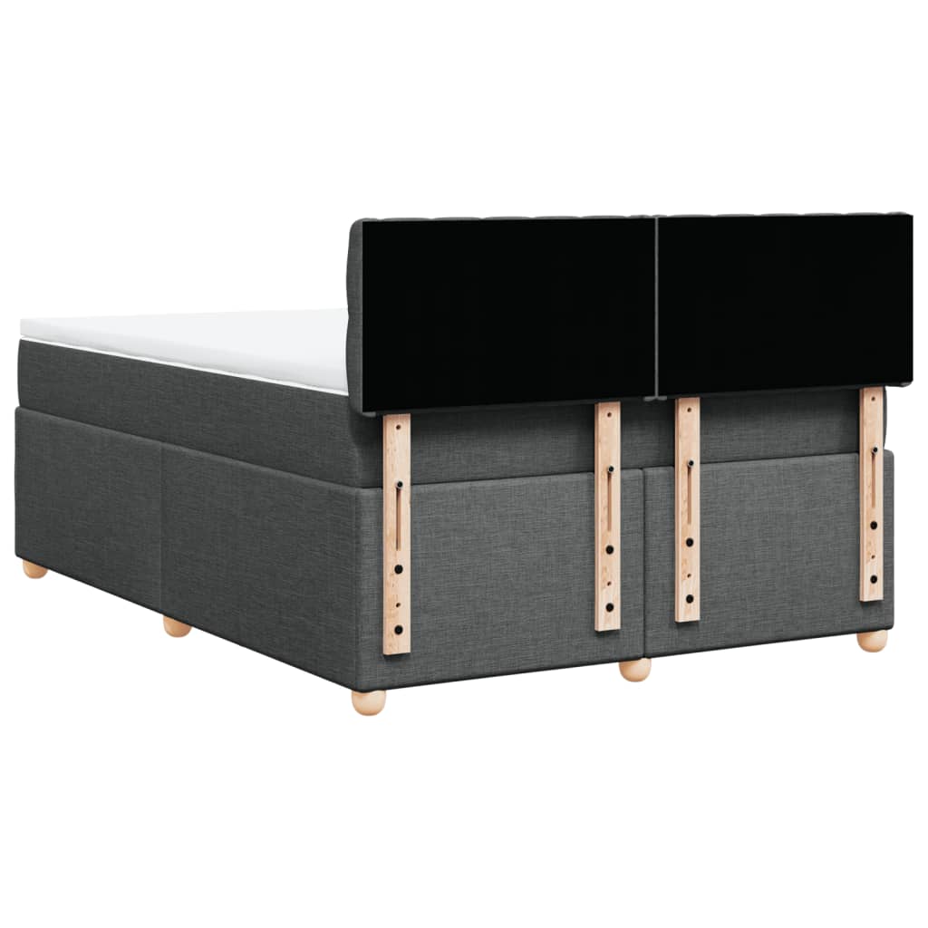 Boxspring met matras stof donkergrijs 140x190 cm