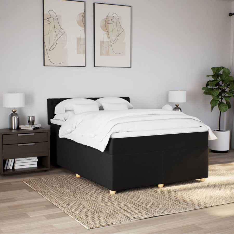 Boxspring met matras stof zwart 140x190 cm