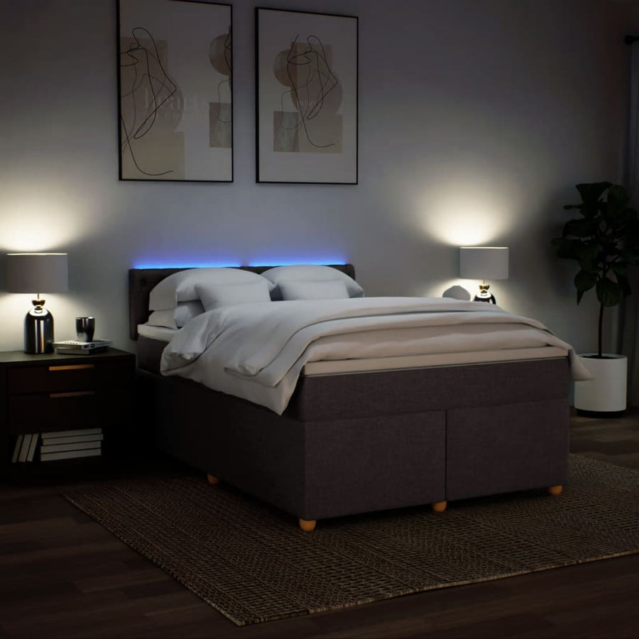 Boxspring met matras stof donkerbruin 140x190 cm