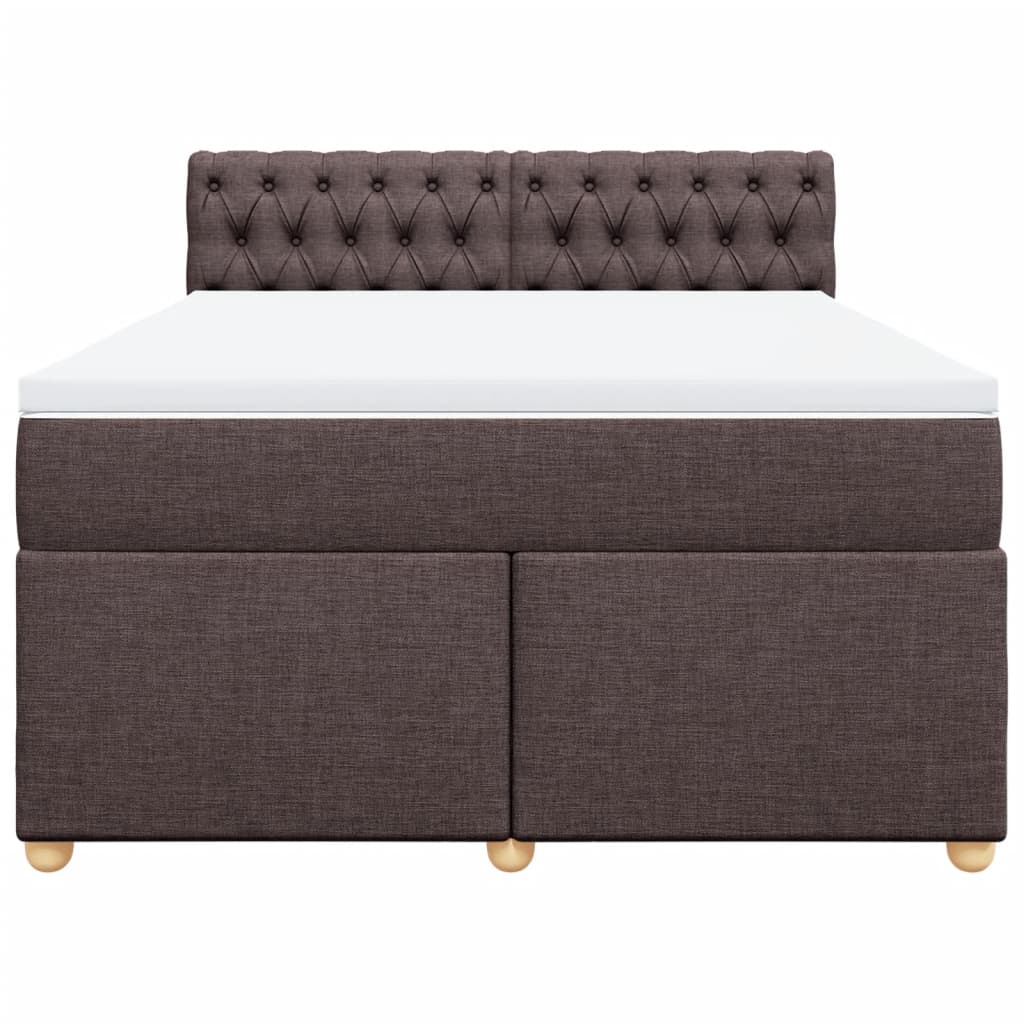 Boxspring met matras stof donkerbruin 140x190 cm